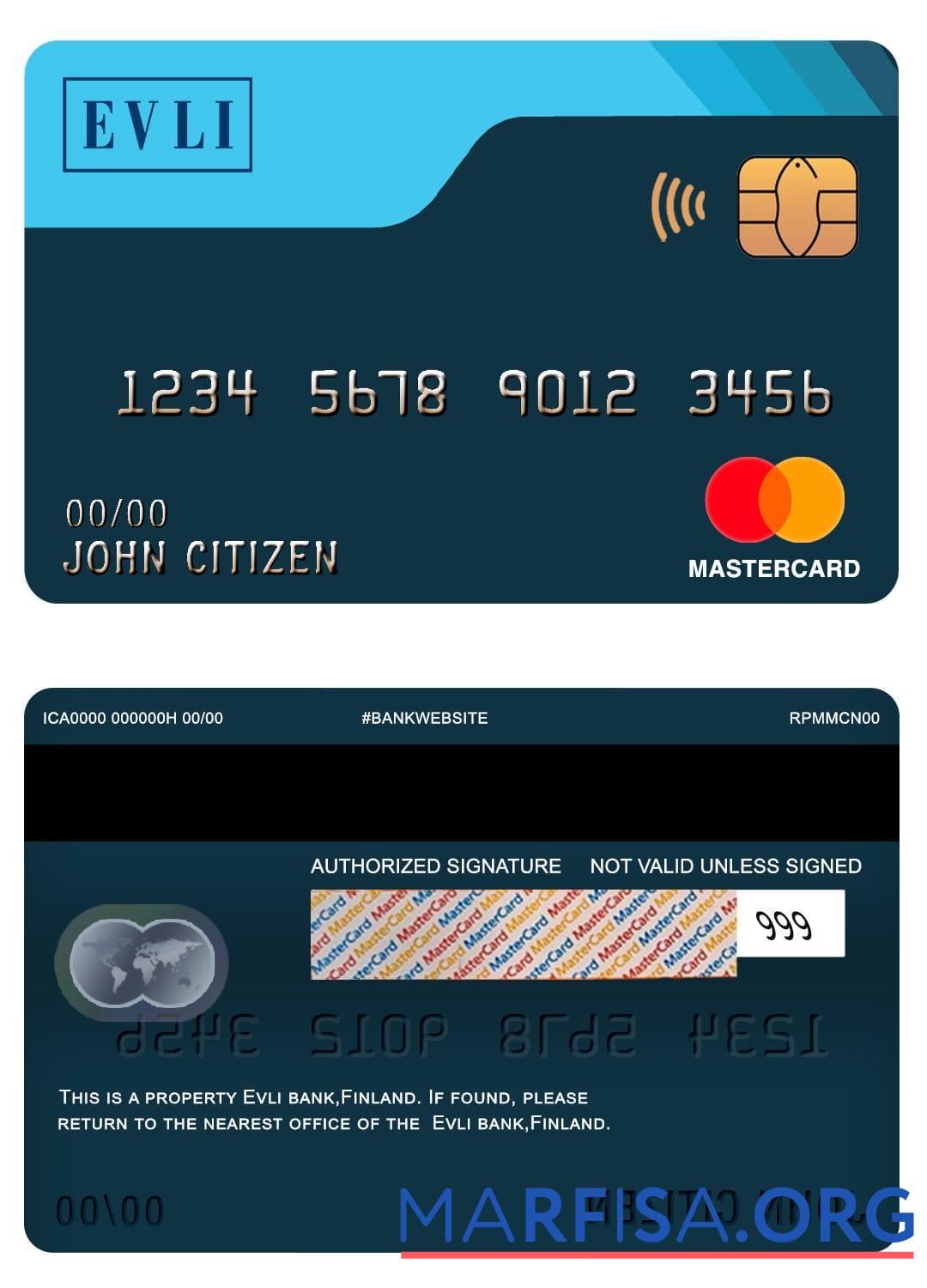 Downloadable Finland Evli bank mastercard example